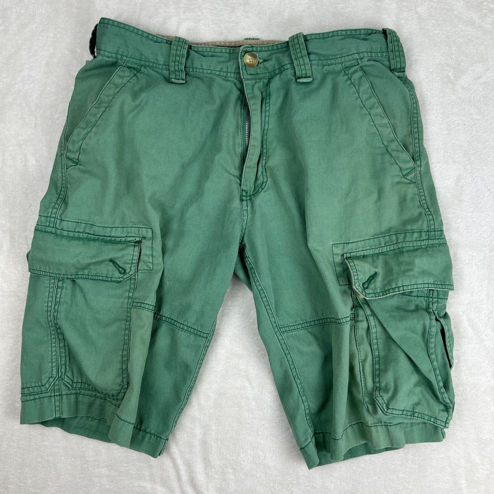 Wearfirst Mens Cargo Shorts Green Size 34 Pockets Belt Loops Casual Hiking